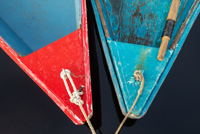 Red Boat Blue Boat Nautical Print